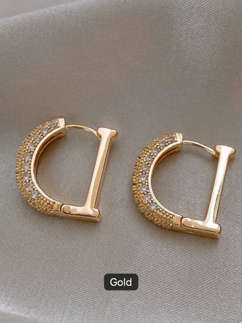 Classic Shiny Letter D Gold-Tone Earrings | Designer Style Fashion Jewelry |